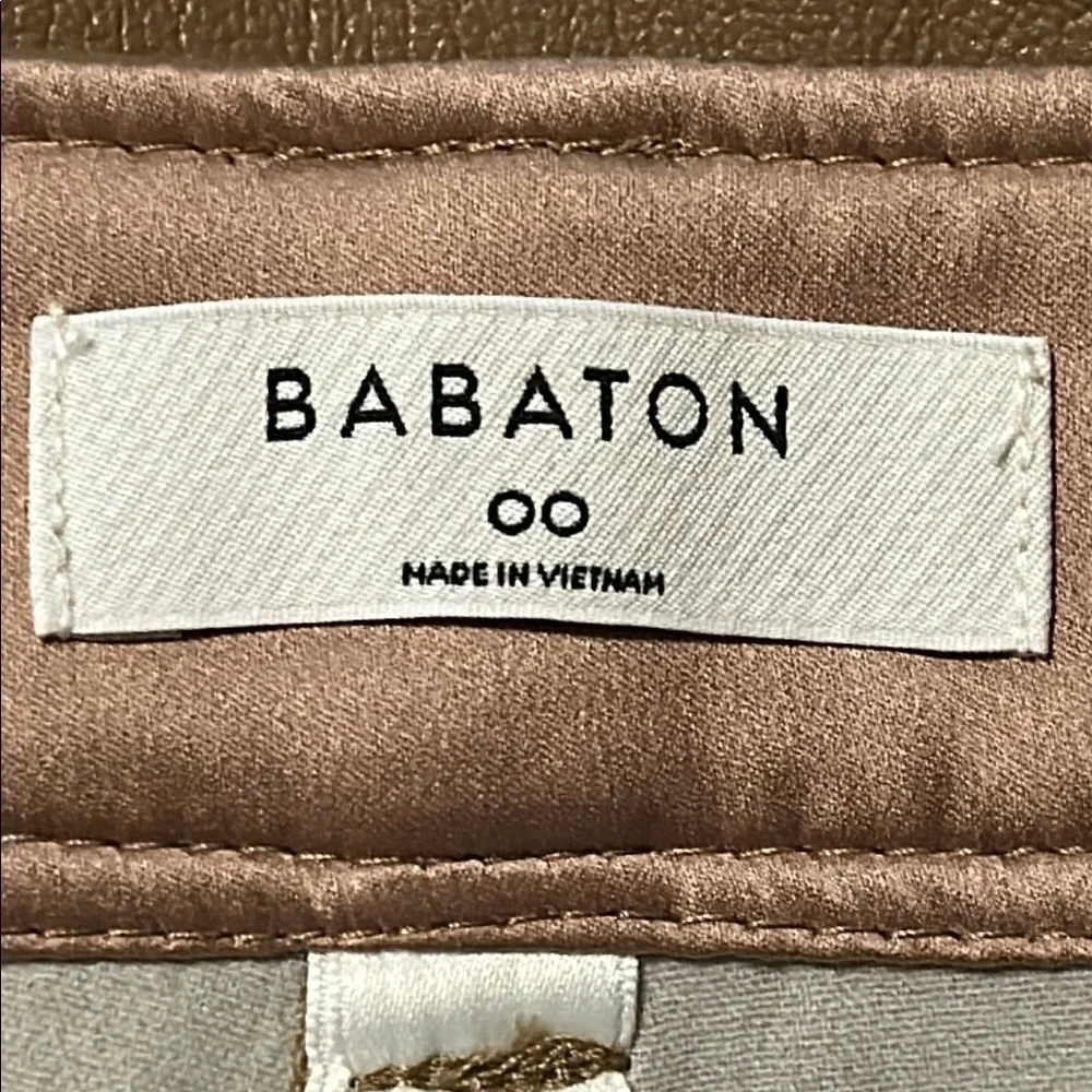 Aritzia Babaton Command Pants Vegan Faux Leather Straight Leg Camel Tan Size 00